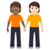 🧑🏾‍🤝‍🧑🏻 people holding hands: medium-dark skin tone, light skin tone display on JoyPixels